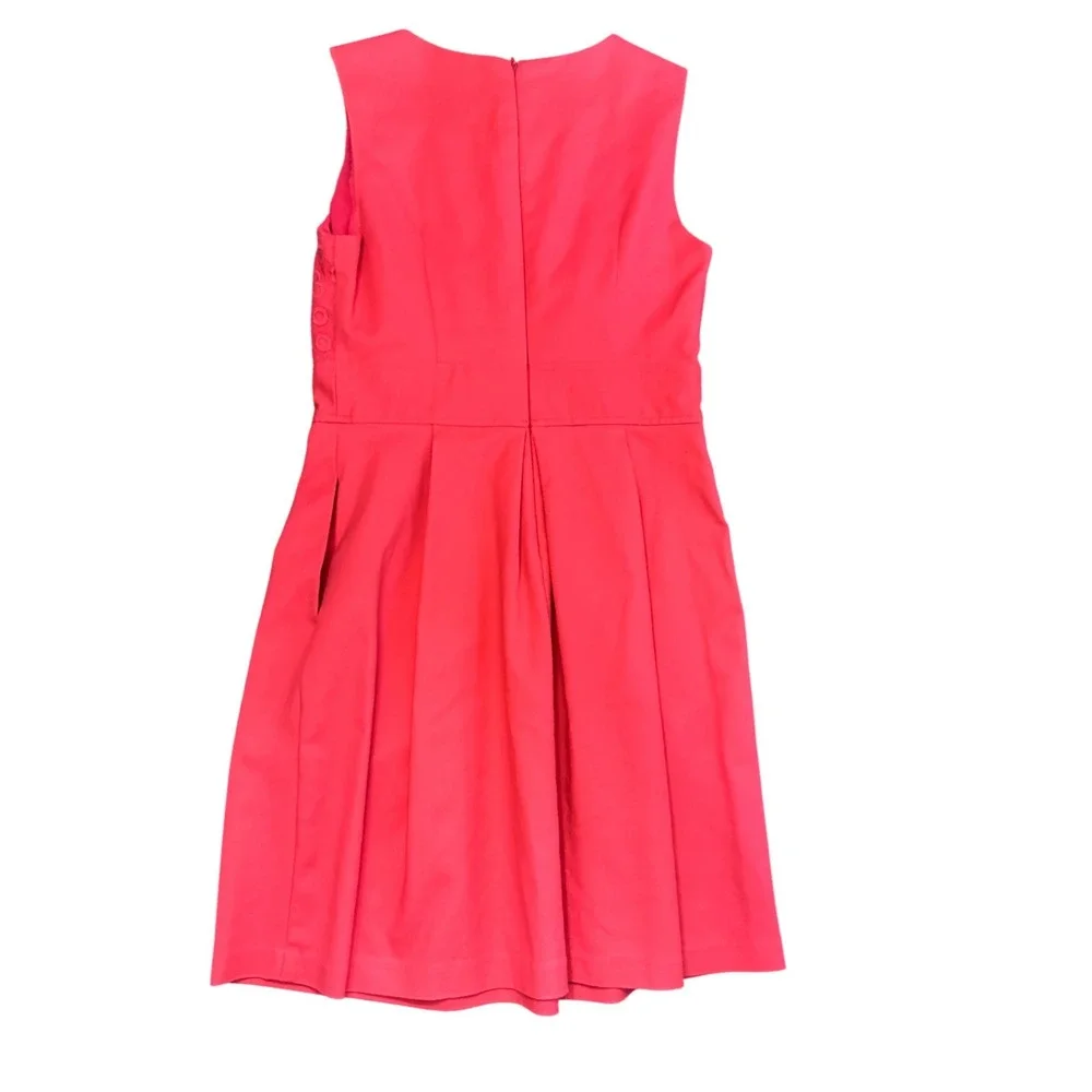 Liz Claiborne Coral Pink Eyelet Lace Fit & Flare Dress Sleeveless Pockets Size 6